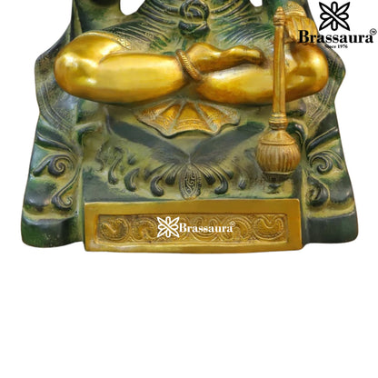 Brass Green Patina Hanuman Statue Weight 14 Kg And Height 17.5 Inch