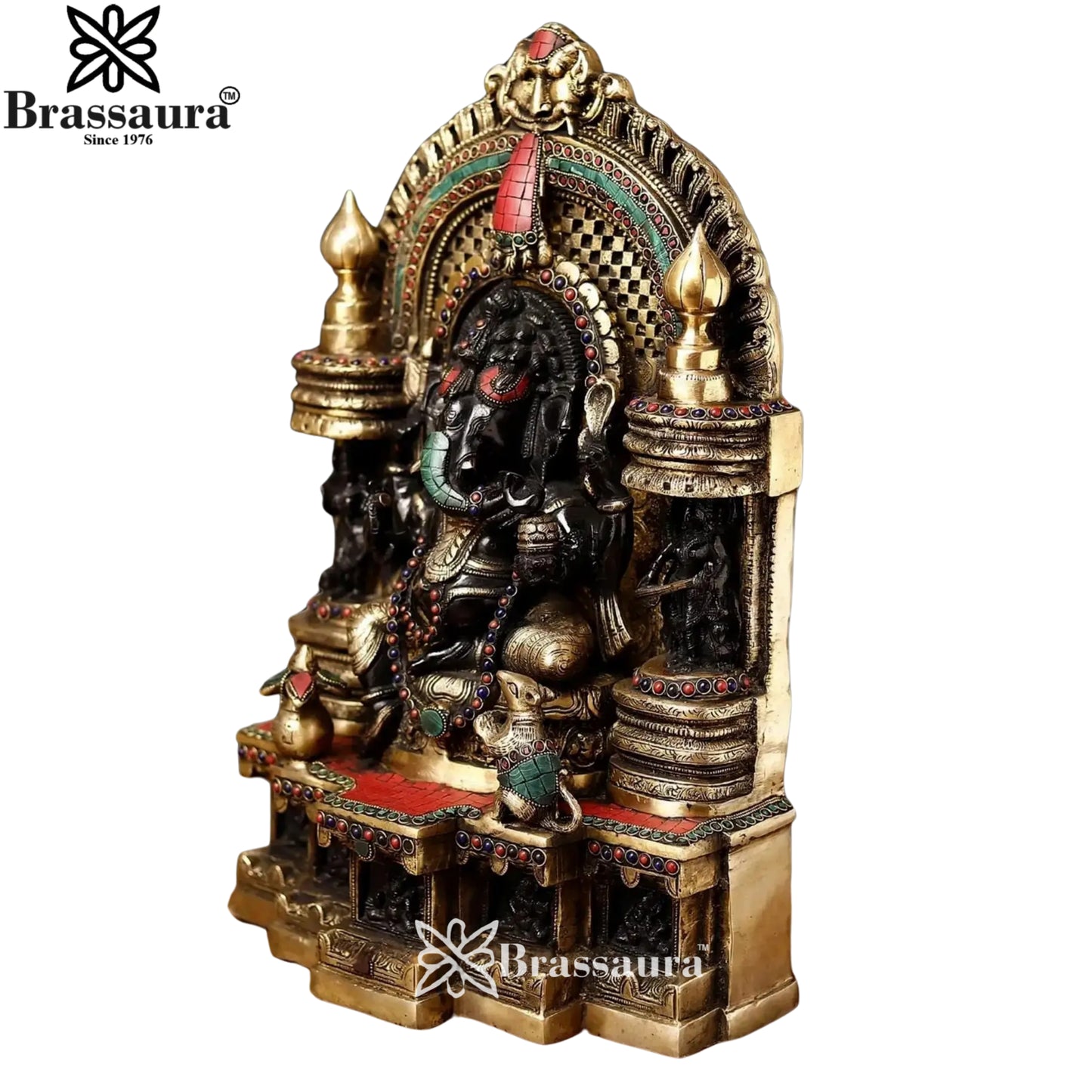 Brass Ring Ganesha Statue Weight 66 Kg & Height 34 Inch