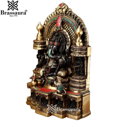 Brass Ring Ganesha Statue Weight 66 Kg & Height 34 Inch