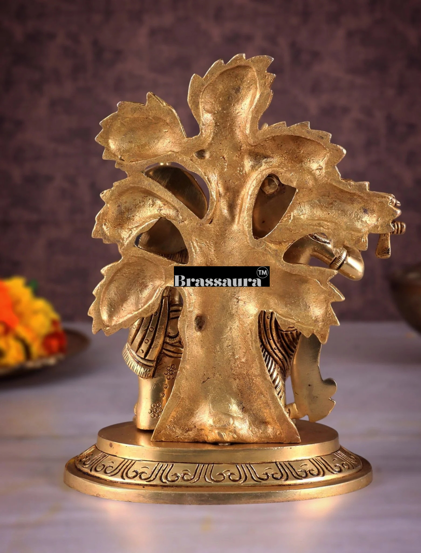 Brassaura™ Superfine Brass Radha Krishna Idol under Kalpavriksha – Height 8 Inches & Weight 2.377 Kgs | Elegant Devotional Statue