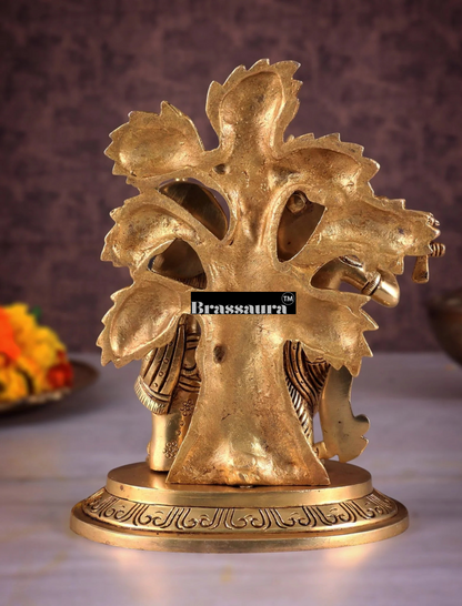 Brassaura™ Superfine Brass Radha Krishna Idol under Kalpavriksha – Height 8 Inches & Weight 2.377 Kgs | Elegant Devotional Statue