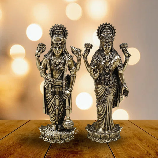 Brass Super fine Vishnu Laxmi Statue Weight .64 Kg And Height 7 Inch