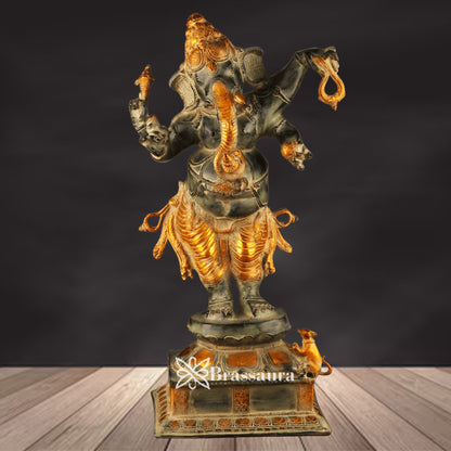 Brass Dancing Ganesha Statue Weight 15.7 Kg & Height 24 Inch