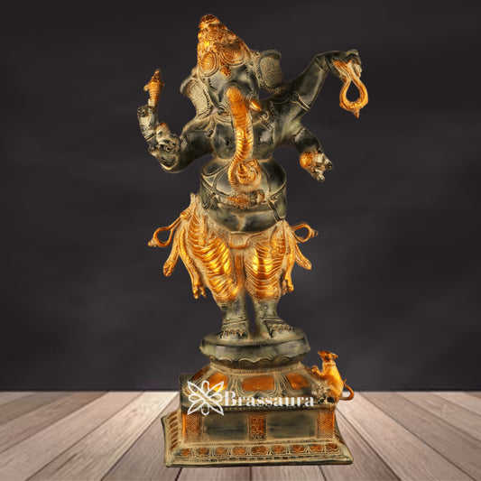 Brass Dancing Ganesha Statue Weight 15.7 Kg & Height 24 Inch