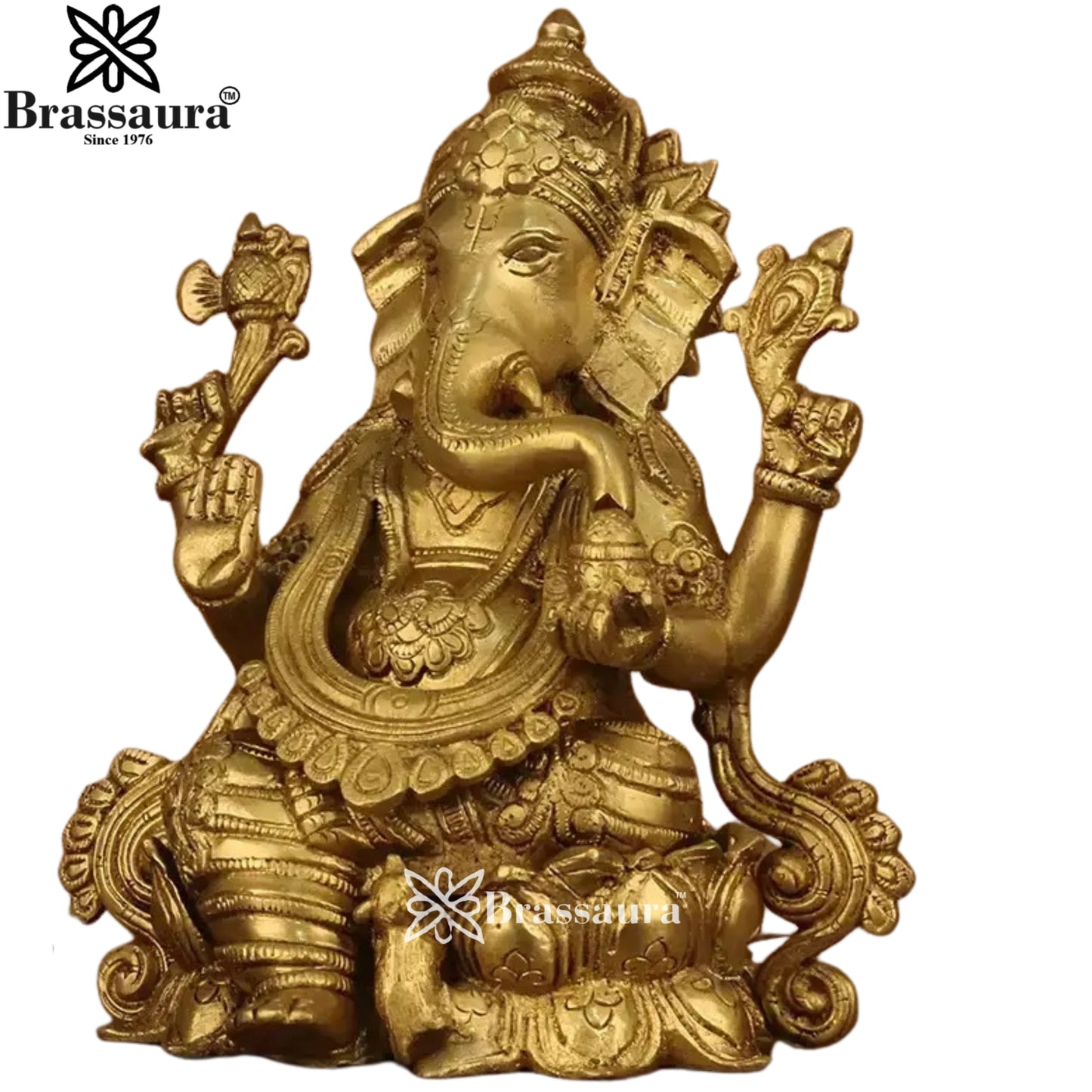 Brass Jewellery Ganesha Statue Weight 3.3 Kg And Height 8.5 Inch