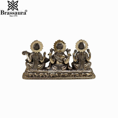 Brass Super Fine Lakshmi Ganesh Saraswati Murti Weight .276 Kg And Height 3 Inch