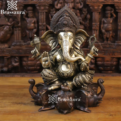 Brass Elephant Ganesha Weight 17 Kg & Height 16.5 Inch