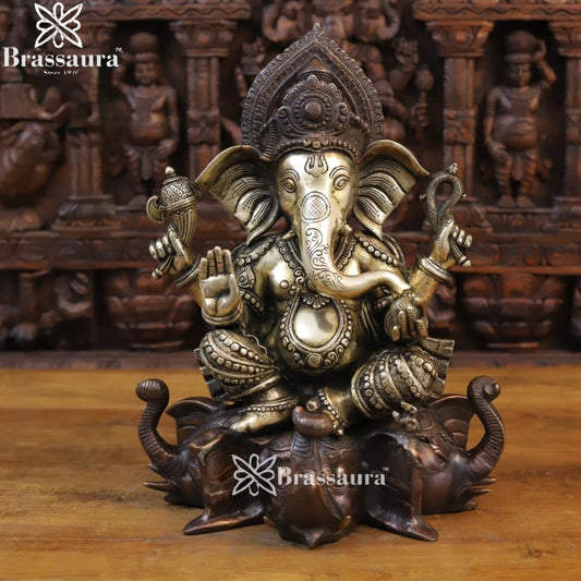 Brass Elephant Ganesha Weight 17 Kg & Height 16.5 Inch