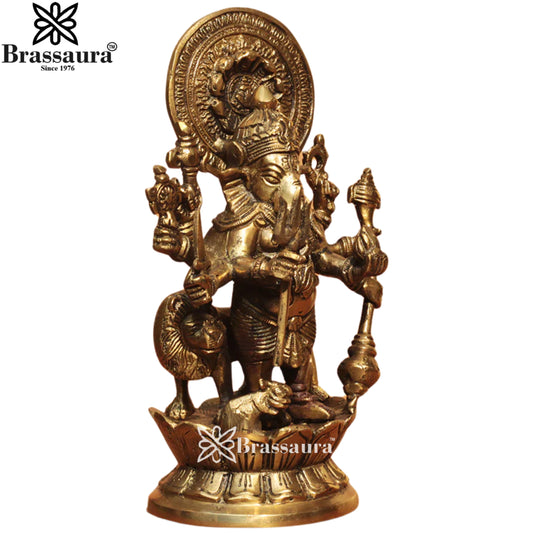 Brassaura Brass Ganesha Idol | Height 9 Inches