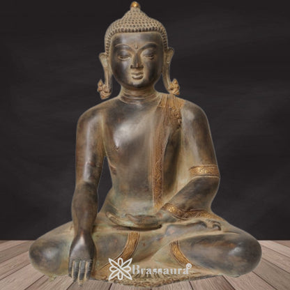 Brass Bhumisprasa Buddha Weight 10 Kg & Height 15 Inch