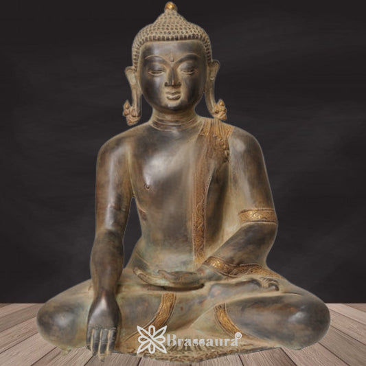 Brass Bhumisprasa Buddha Weight 10 Kg & Height 15 Inch