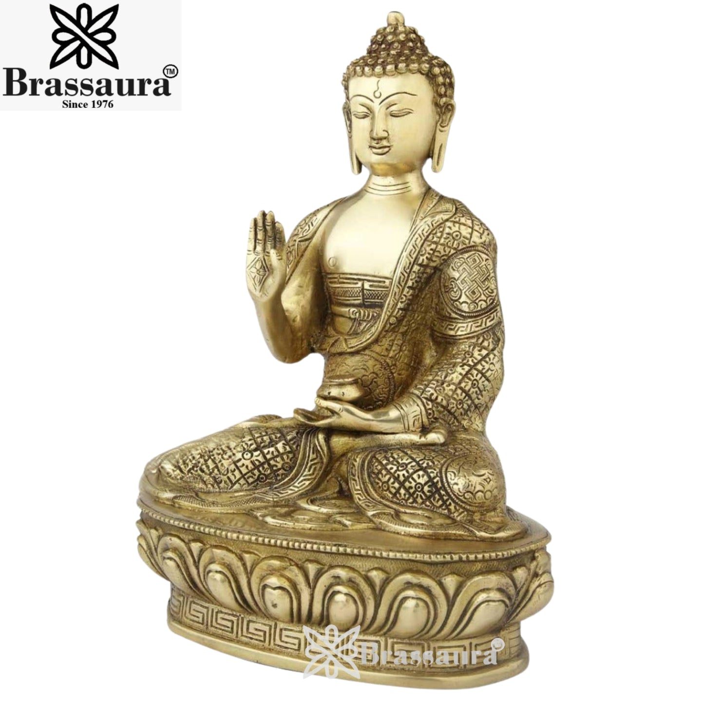 Brass Antique Royal Golden Buddha Weight 4.2 Kg & Height 13 inch