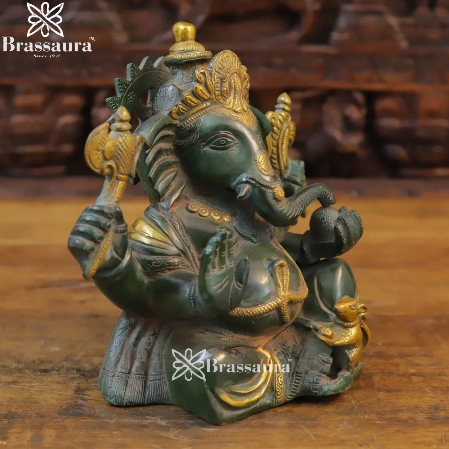Brass Ganesha Weight 6.2 Kg & Height 9.5 Inch