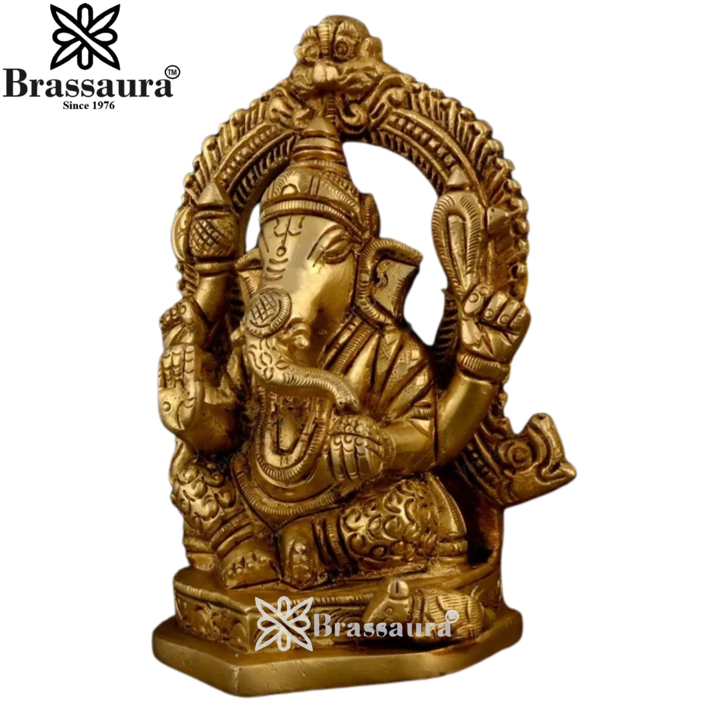 Brass Ring Ganesha Statue Weight 1 Kg And Height 4.5 Inch