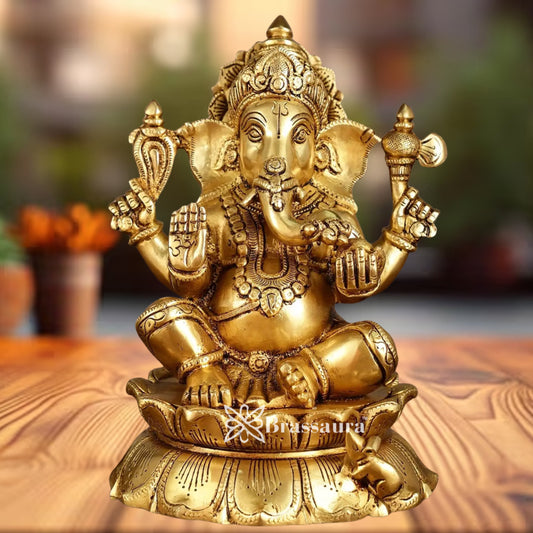 Brass Super fine Ganesha Statue Weight 6 Kg & Height 9.5 Inch