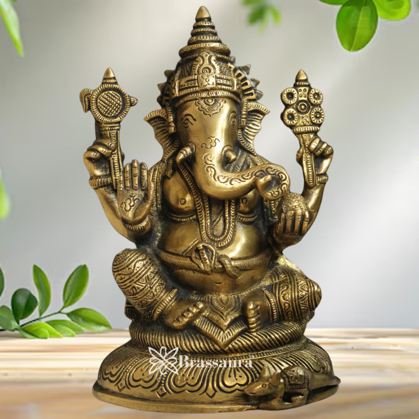 Brass Ganesha Statue Weight 2 Kg & Height 8 Inch