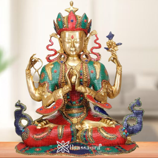 Brass Gem Stone Work Tara Weight 22 Kg & Height 22.5 Inch