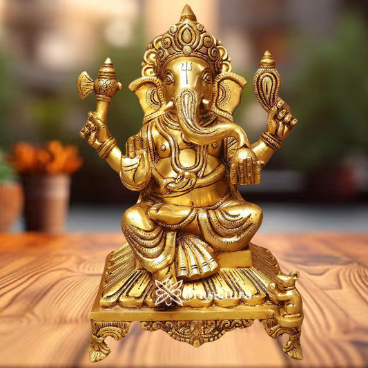 Brass Super fine Ganesha Statue Weight 10.5 Kg & Height 13 Inch