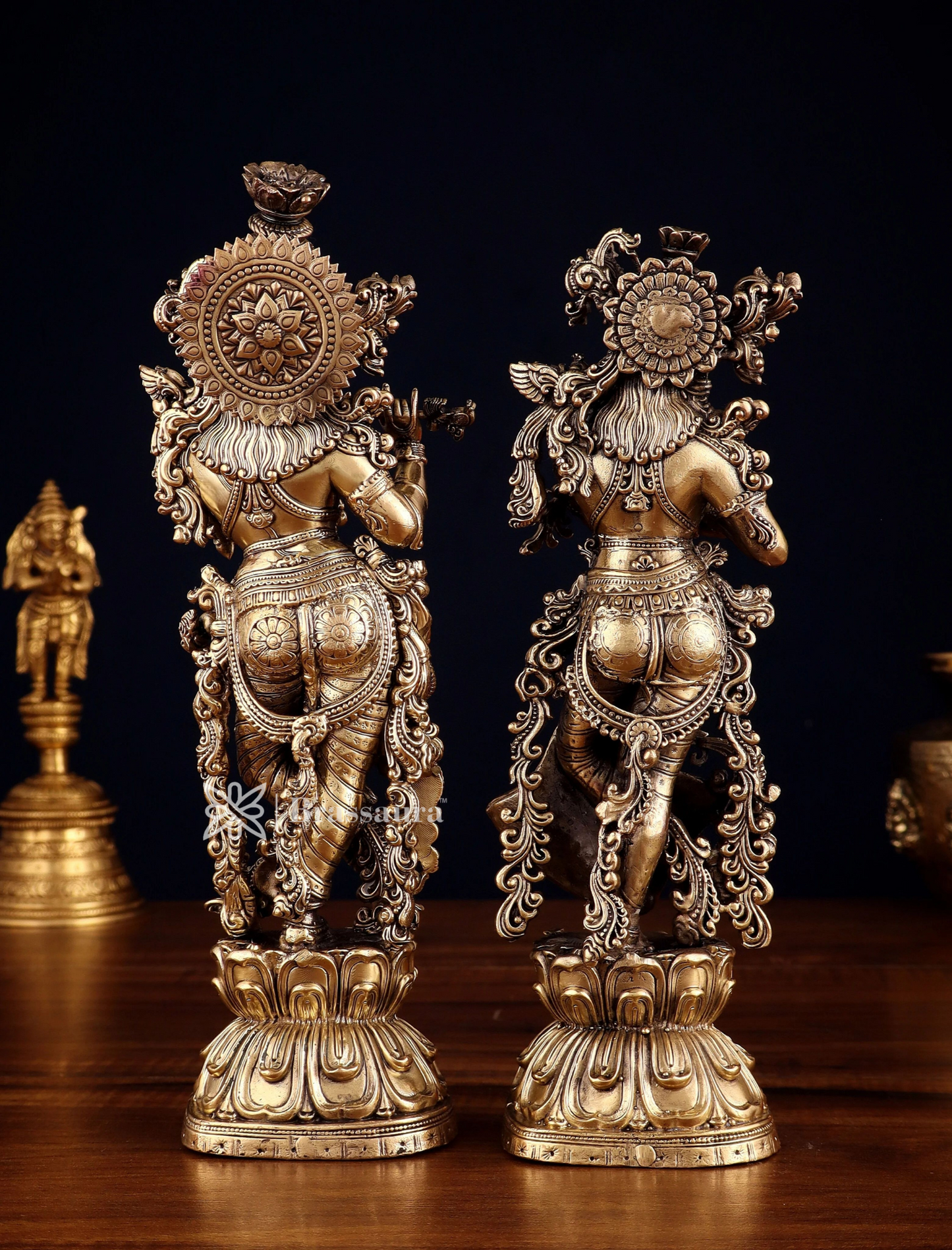 Brassaura™ Superfine Brass Radha Krishna Idol – Height 11.5 Inches & Weight 1.9 Kgs | Elegant Devotional Statue