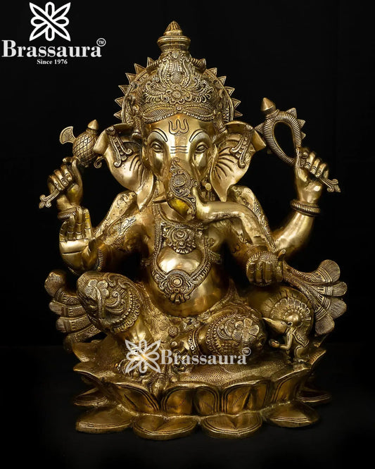 Brass Ganesha Statue Weight 29.5 Kg And Height 21 Inch
