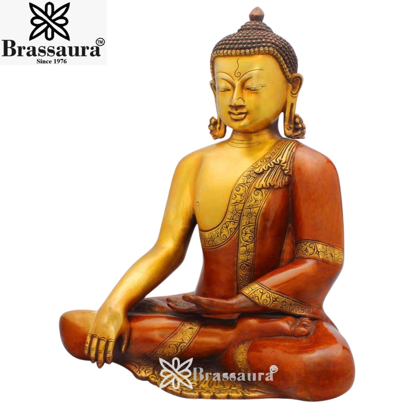 Brass Artistic Buddha Weight 10.4 Kg & Height 15 Inch
