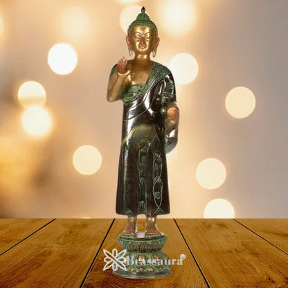 Brass Standing Buddha Weight 13 Kg & Height 33 inch