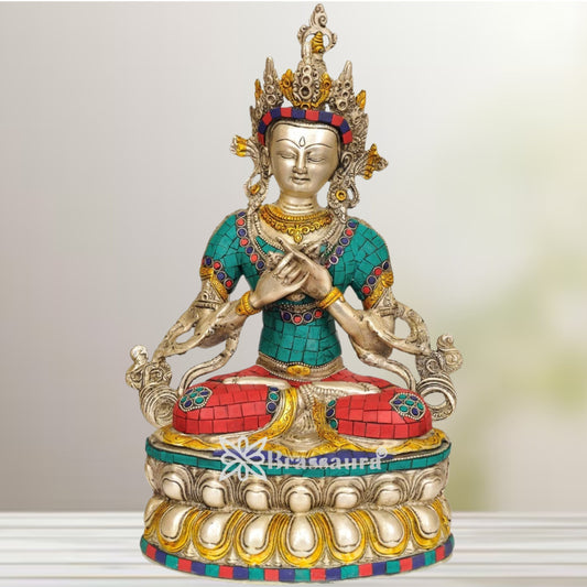 Brass Gem Stone Work Tara Weight 4 Kg & Height 14  Inch