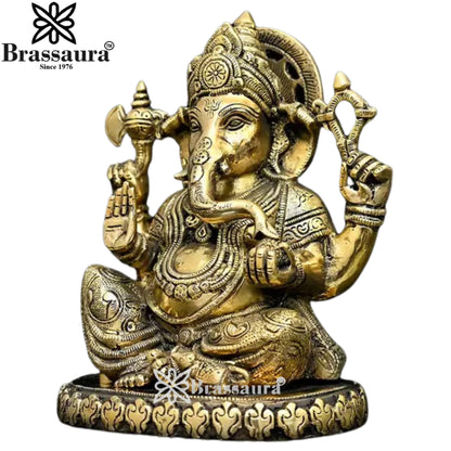 Brass Ganesha Statue Weight 5.63 Kg And Height 9.5 Inch