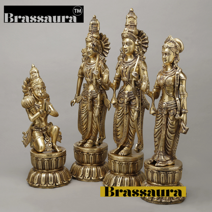 Brassaura™ Pure Brass Ram Darbar Set – 23 Inch Height, 30.630 Kg Weight – Handcrafted North Indian Idol Set