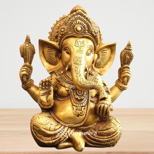 Brass Ganesha Statue Weight 2.3 Kg & Height 6 Inch