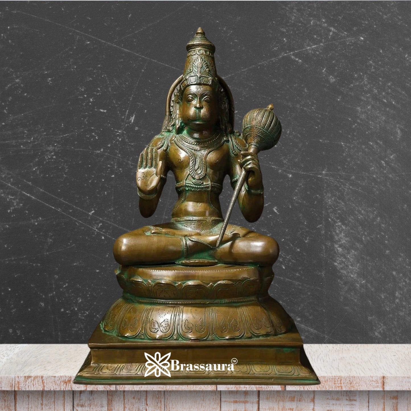 Brass Vintage Hanuman Statue Weight 16.5 Kg And Height 16 Inch