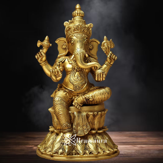 Brass Super fine Ganesha Statue Weight 9.5 Kg & Height 15 Inch
