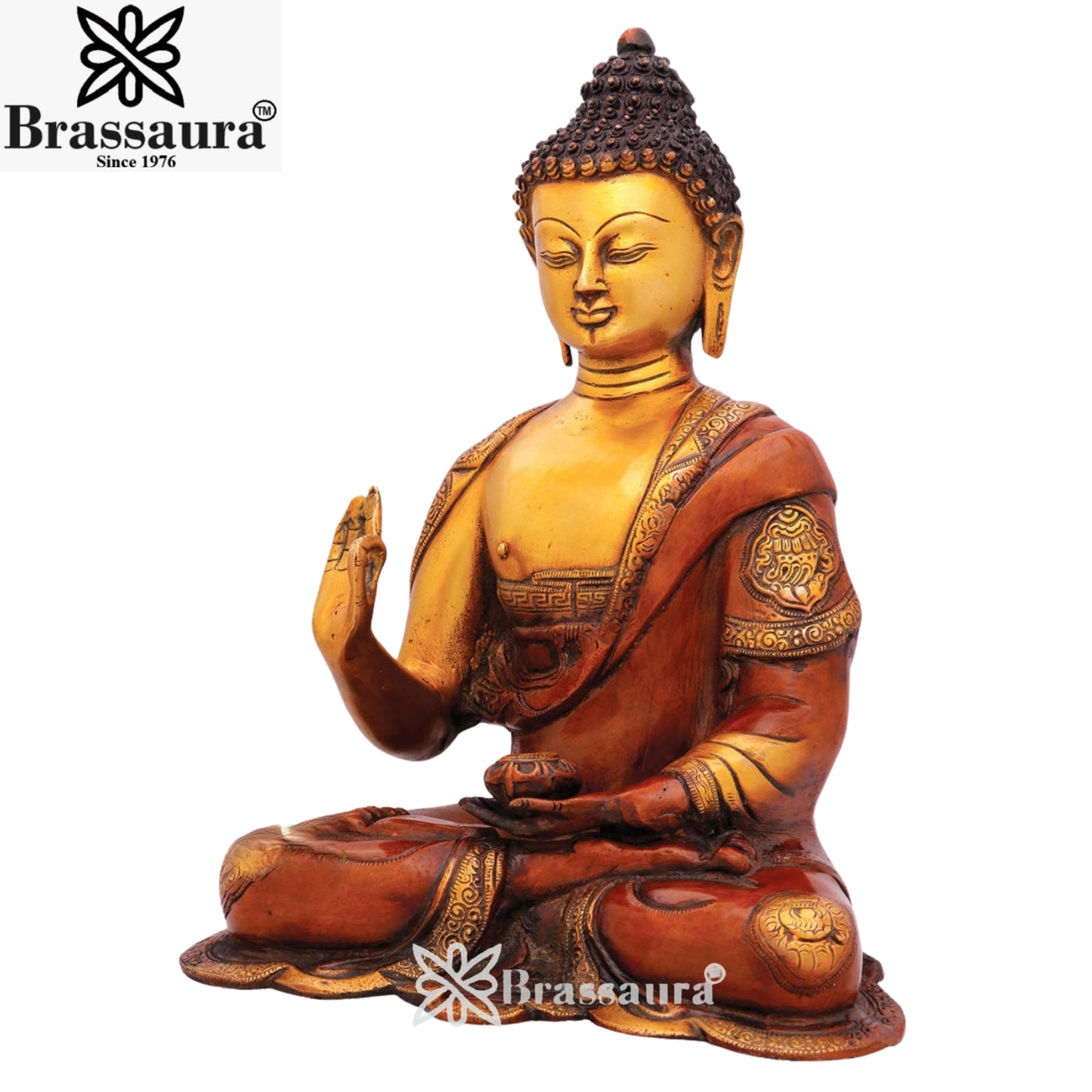 Brass Blessing Buddha Weight 6.8 kg & Height 13.5 Inch