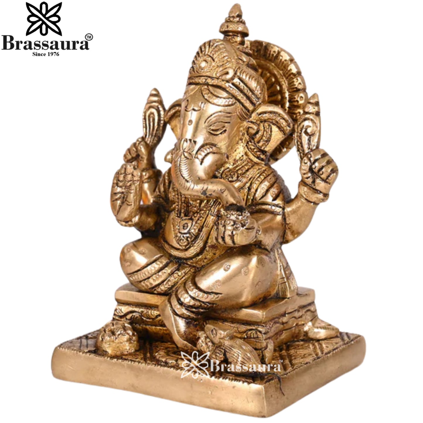 Brass Ganesha Statue Weight 1.51 Kg & Height 5 Inch