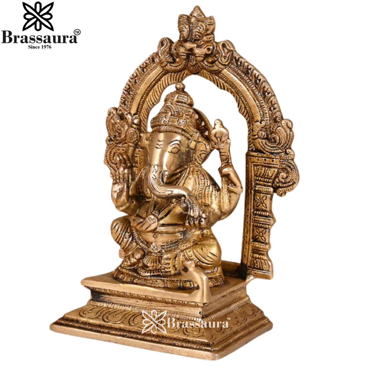Brass Ring Ganesha Statue Weight 1.53 Kg & Height 7 Inch