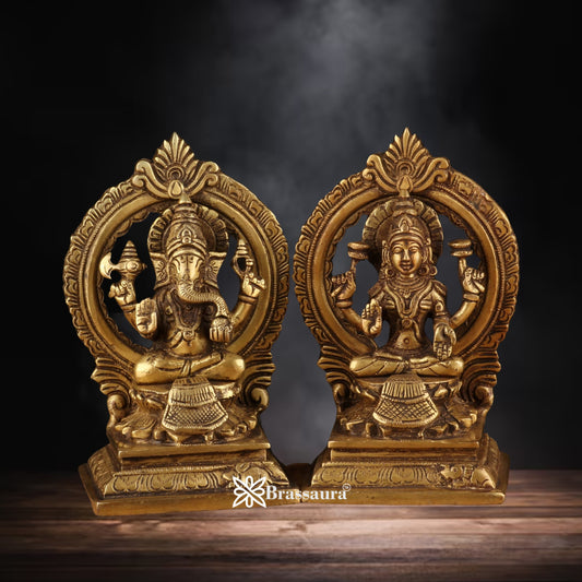 Brass Artistic Lakshmi Ganesh Weight 3.1 Kg & Height 7 Inch
