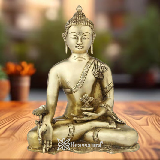 Brass Antique Buddha Weight 4.5 Kg & Height 12 inch