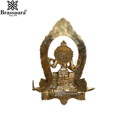 Brassaura™ Brass Saraswati Mata Murti – Height 10 Inches & Weight 18 Kgs | Puja & Worship Idol