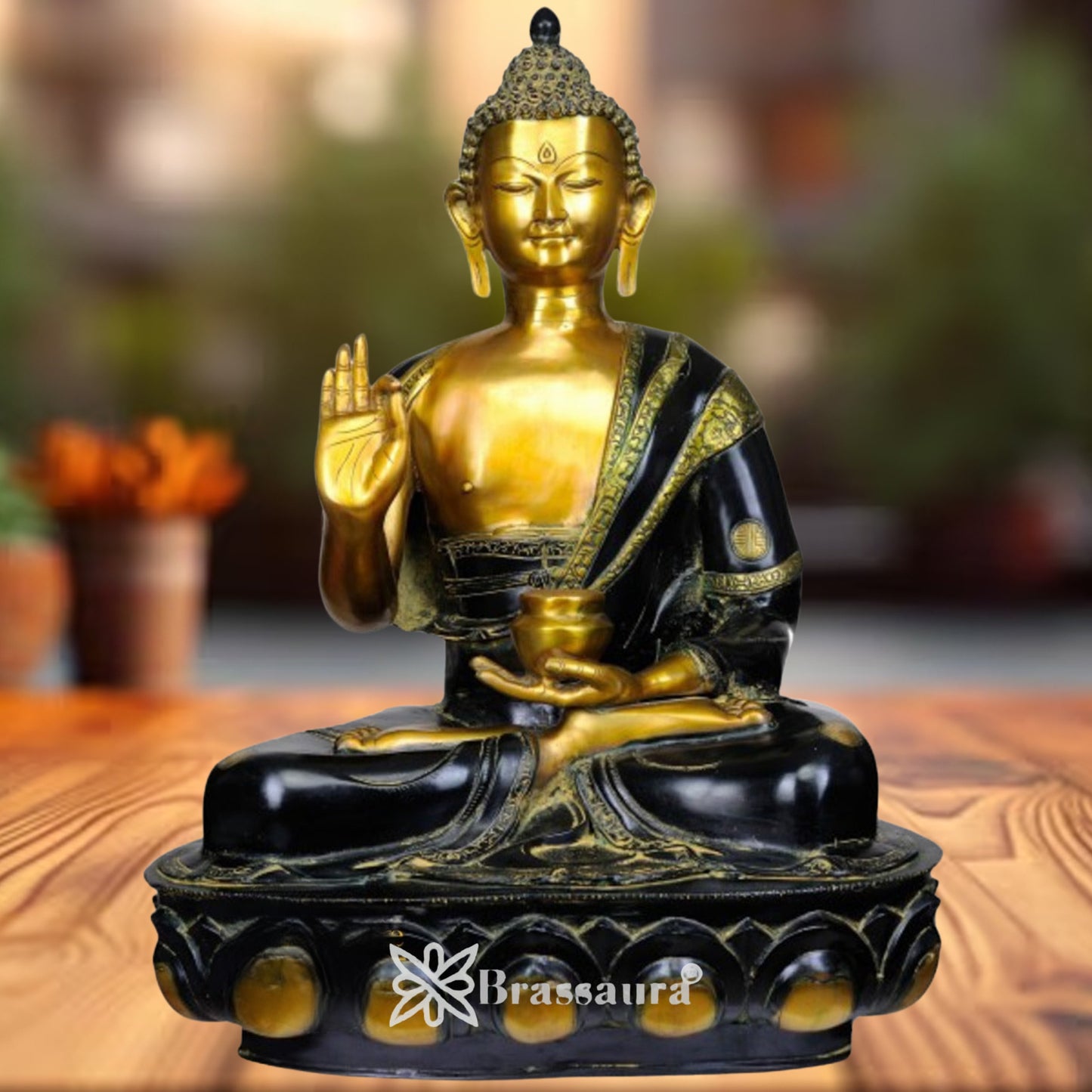 Brass Blessing Black Buddha  Weight 42 Kg & Height 34 Inch