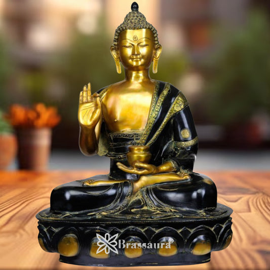 Brass Blessing Black Buddha  Weight 42 Kg & Height 34 Inch