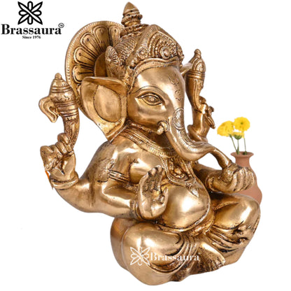 Brass Ganesha Statue Weight 3.17 Kg & Height 8 Inch