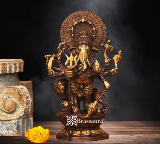 Brass Ganesha Statue Weight 3.65 Kg And Height 11 Inch