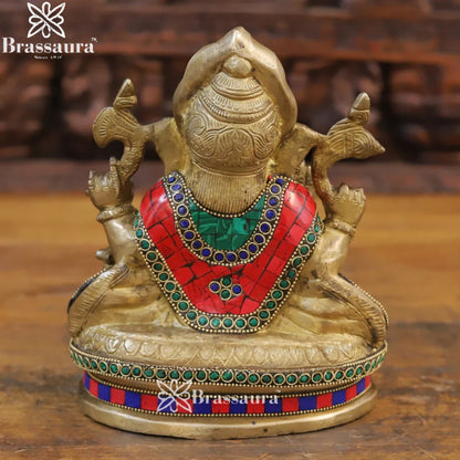 Brass Gem Stone Work Ganesha Weight 3.6 Kg & Height 8.5 Inch