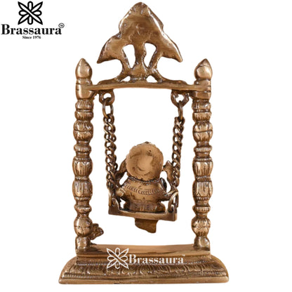 Brass Jhula Ganesha Statue Weight 1.43 Kg & Height 8.5 Inch
