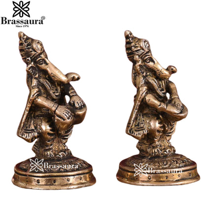 Brass Music Ganesha Statue Weight .74 Kg & Height 4 Inch
