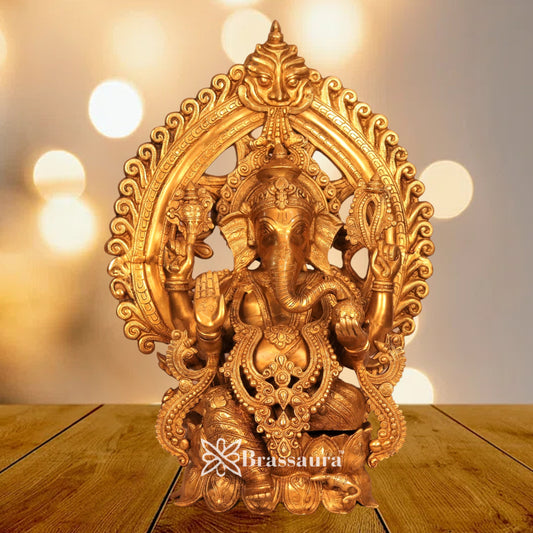 Brass Ring Jewellery Ganesha Statue Weight 26.8 Kg & Height 25 Inch