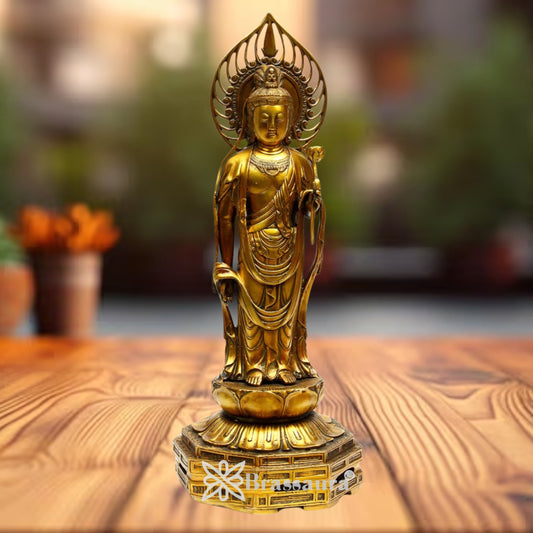 Brass Standing Buddha Weight 10 Kg & Height 23 Inch