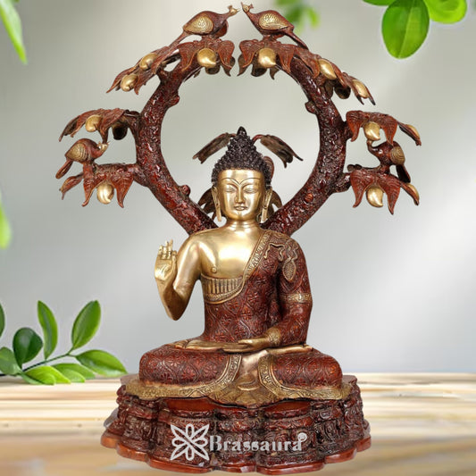 Brass Blessing Artistic Tree Buddha Weight 42 kg & Height 29 Inch
