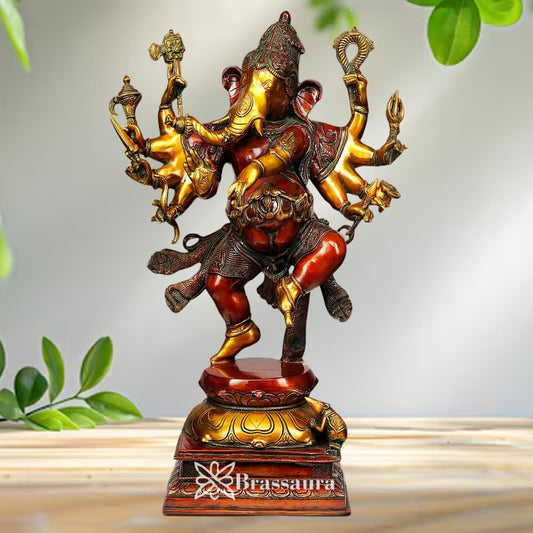 Brass Dancing Ganesha Statue Weight 5 Kg & Height 12 Inch