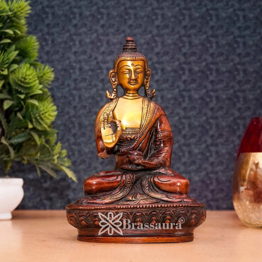Brass Blessing Buddha Weight 0.95 kg & Height 6.25 Inch